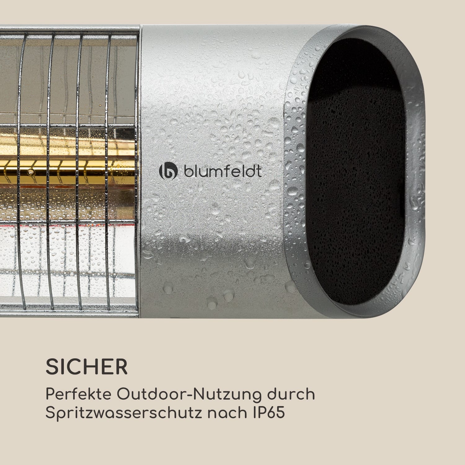 Dark Wave Infrarot-Heizstrahler 2000W Goldbeschichtete Carbonröhre IP65 Aluminium Wand