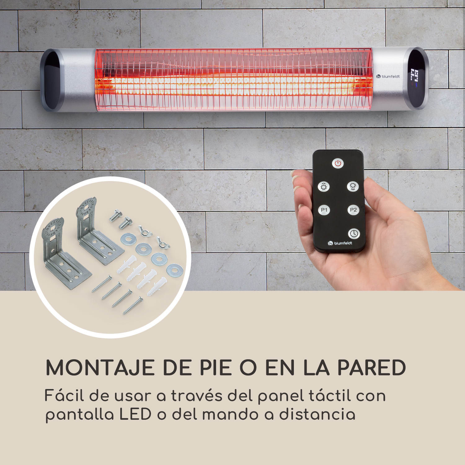 Dark Wave Calentador radiante infrarrojo 2000 W tubo de carbono recubierto de oro IP65 aluminio Pared