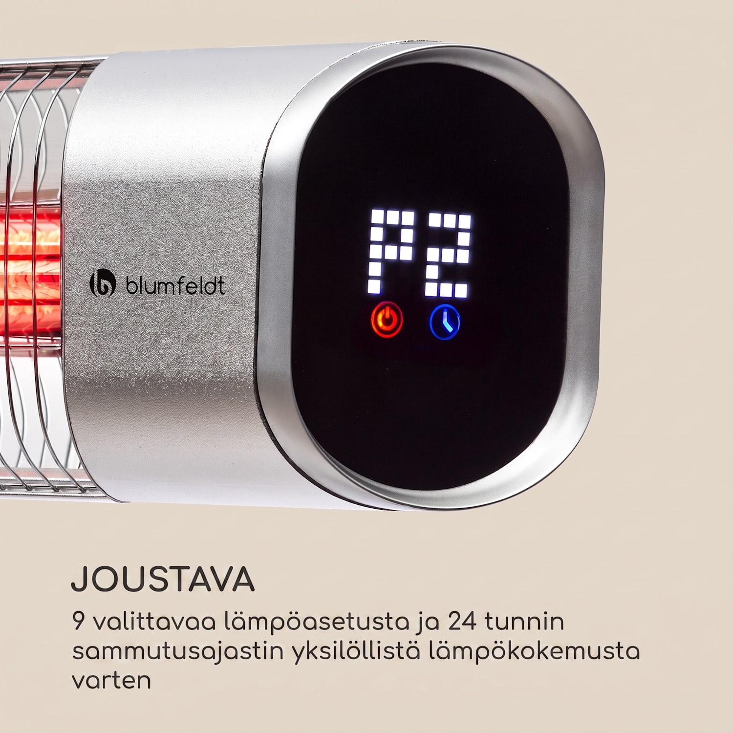Dark Wave -infrapunasäteilylämmitin 2000W kultapinnoitettu hiiliputki IP65 jalusta Seinä