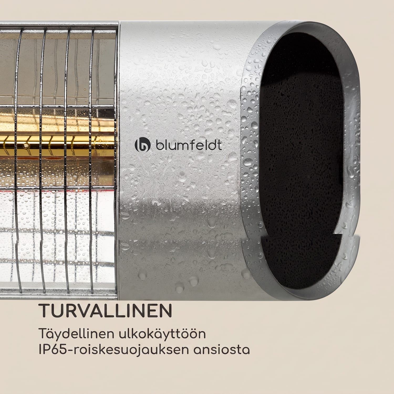 Dark Wave -infrapunasäteilylämmitin 2000W kultapinnoitettu hiiliputki IP65 jalusta Seinä