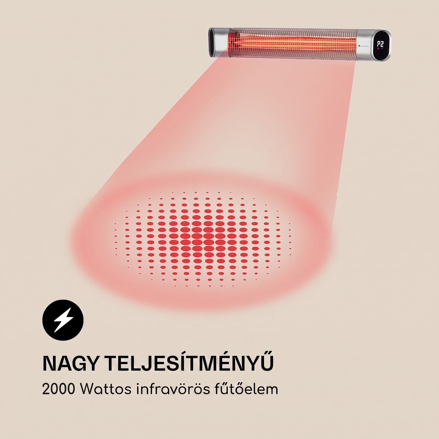 Dark Wave, infravörös hősugárzó, 2000 W, aranyozott széncső, IP65, alumínium 