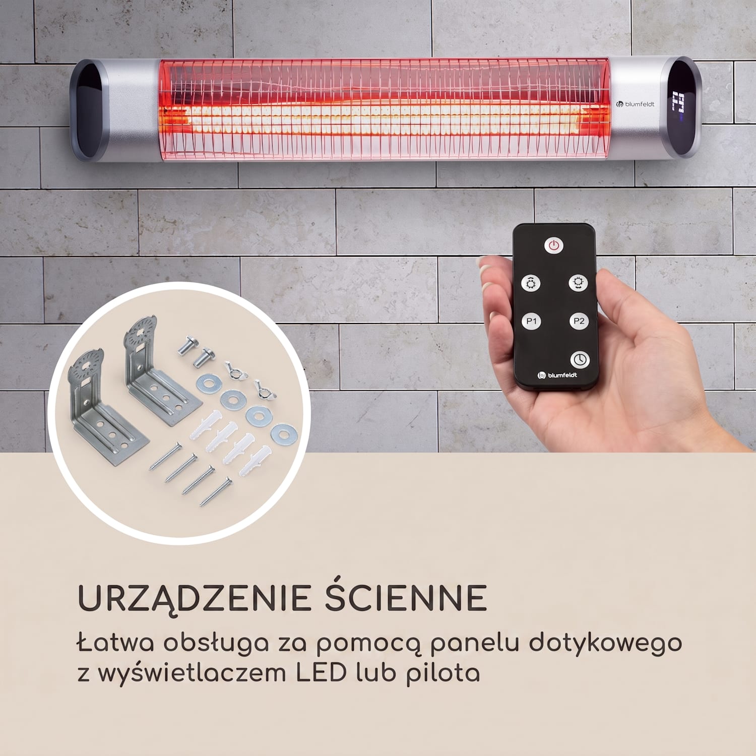 Dark Wave, promiennik podczerwieni tarasowy, ścienny, 2000 W, element grzewczy z włókna węglowego powlekany złotem, IP65, aluminium Ścienny