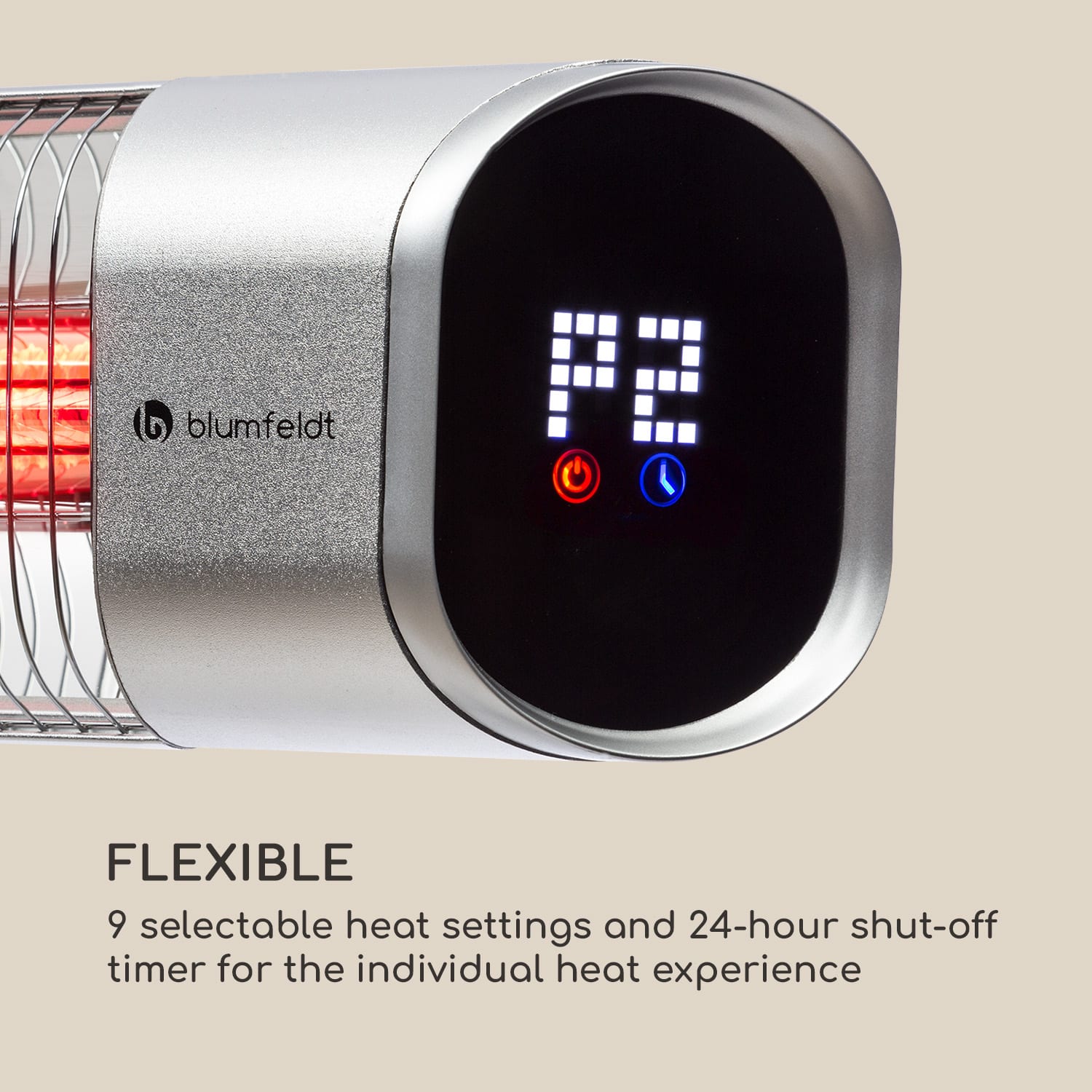 Dark Wave, infravörös hősugárzó, 2000 W, aranyozott széncső, IP65, alumínium Fali