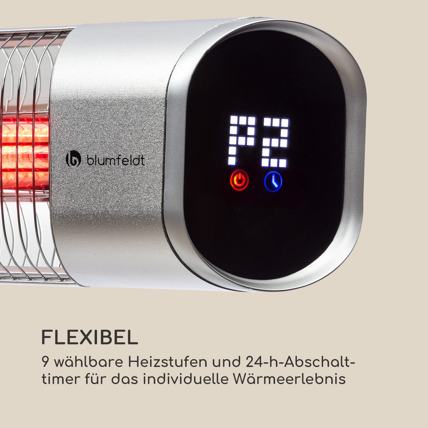 Dark Wave Stand Infrarot-Heizstrahler 2000W Goldbeschichtete Carbonröhre IP65 Standfuß 