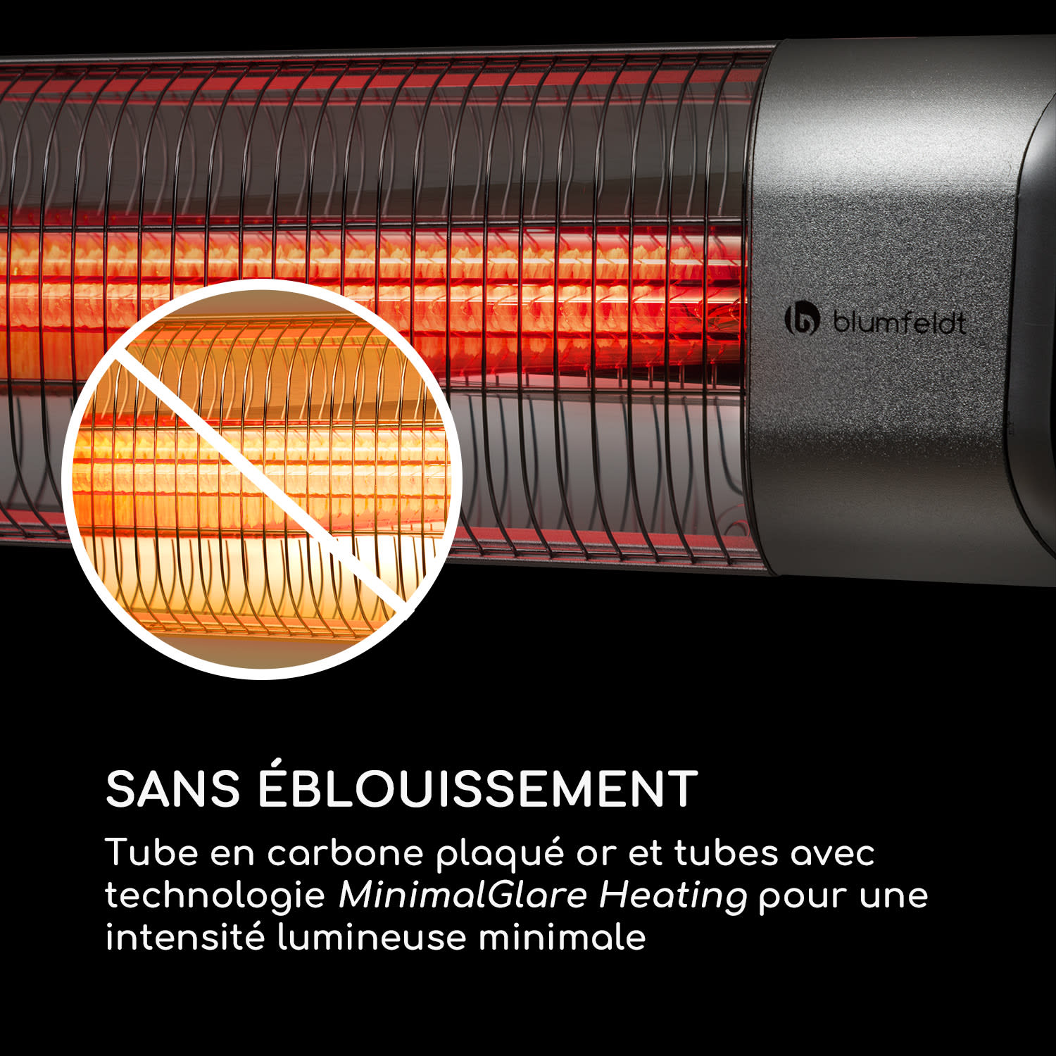 Dark Wave Stand Radiateur infrarouge 2000W Pied de support avec tube carbone doré IP65 Sur pied