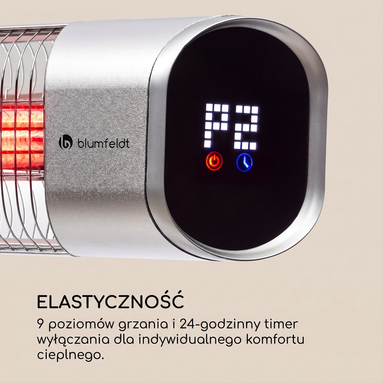 Dark Wave, promiennik podczerwieni tarasowy, ścienny, 2000 W, element grzewczy z włókna węglowego powlekany złotem, IP65, aluminium Stojący