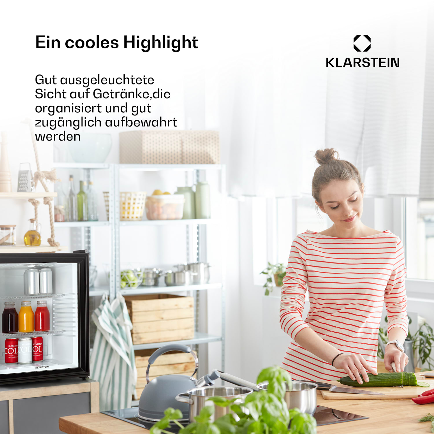 Brooklyn 42 Mini-réfrigérateur porte vitrée compartiments LED 42 L | Noir | Blanc