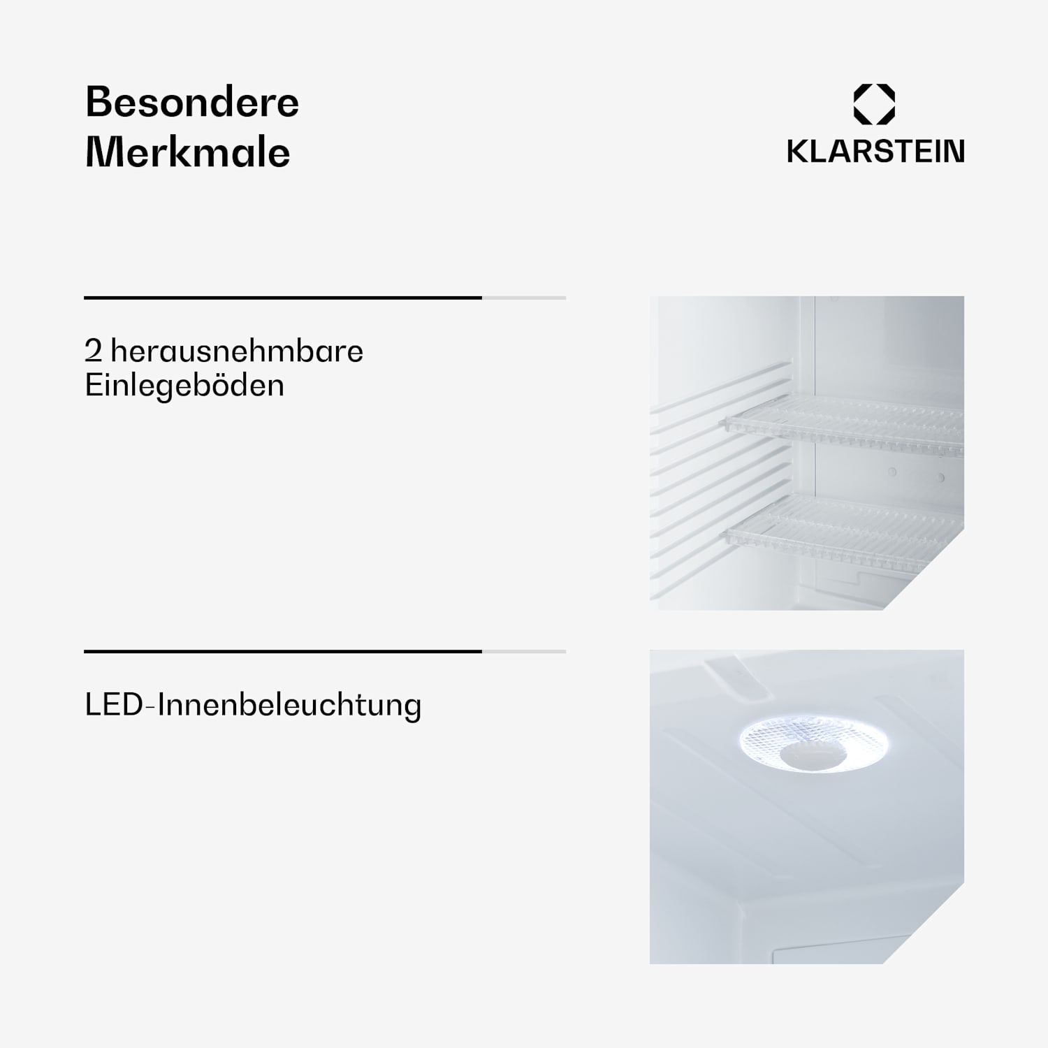 Brooklyn 42 Mini-réfrigérateur porte vitrée compartiments LED 42 L | Noir | Blanc