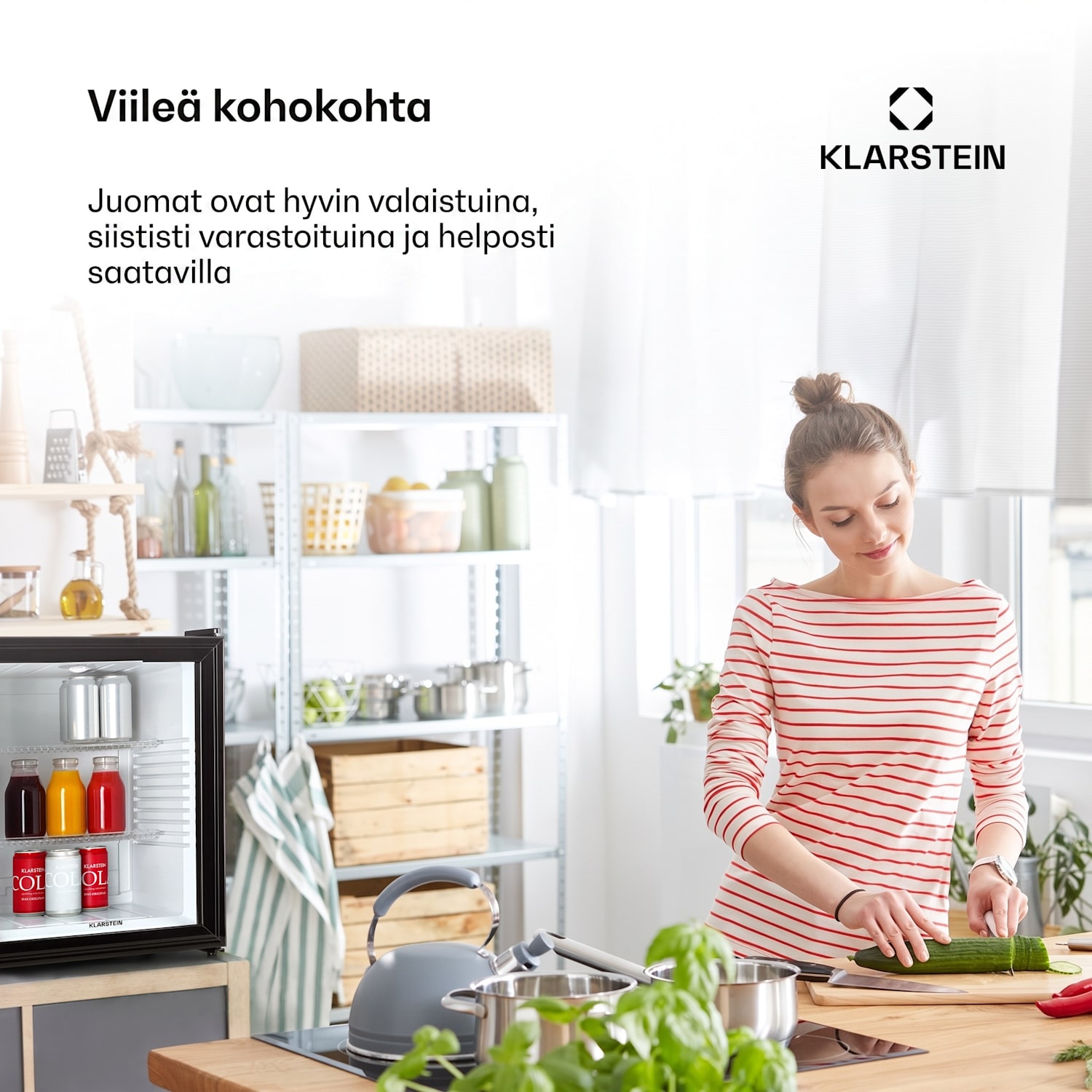 Brooklyn 42 minijääkaappi lasiovi LED hylly 42 L | Musta | Valkoinen
