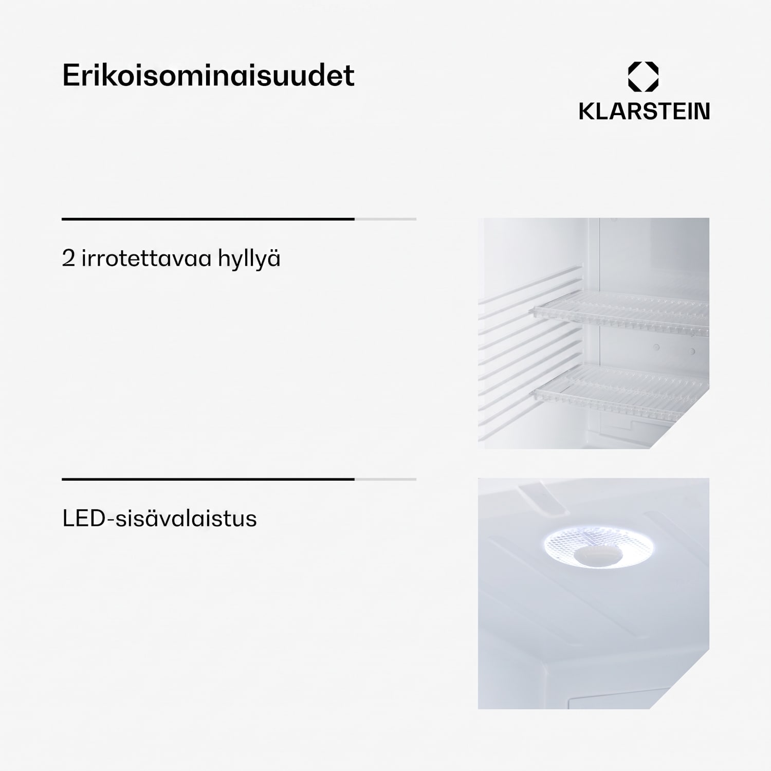 Brooklyn 42 minijääkaappi lasiovi LED hylly 42 L | Musta | Valkoinen