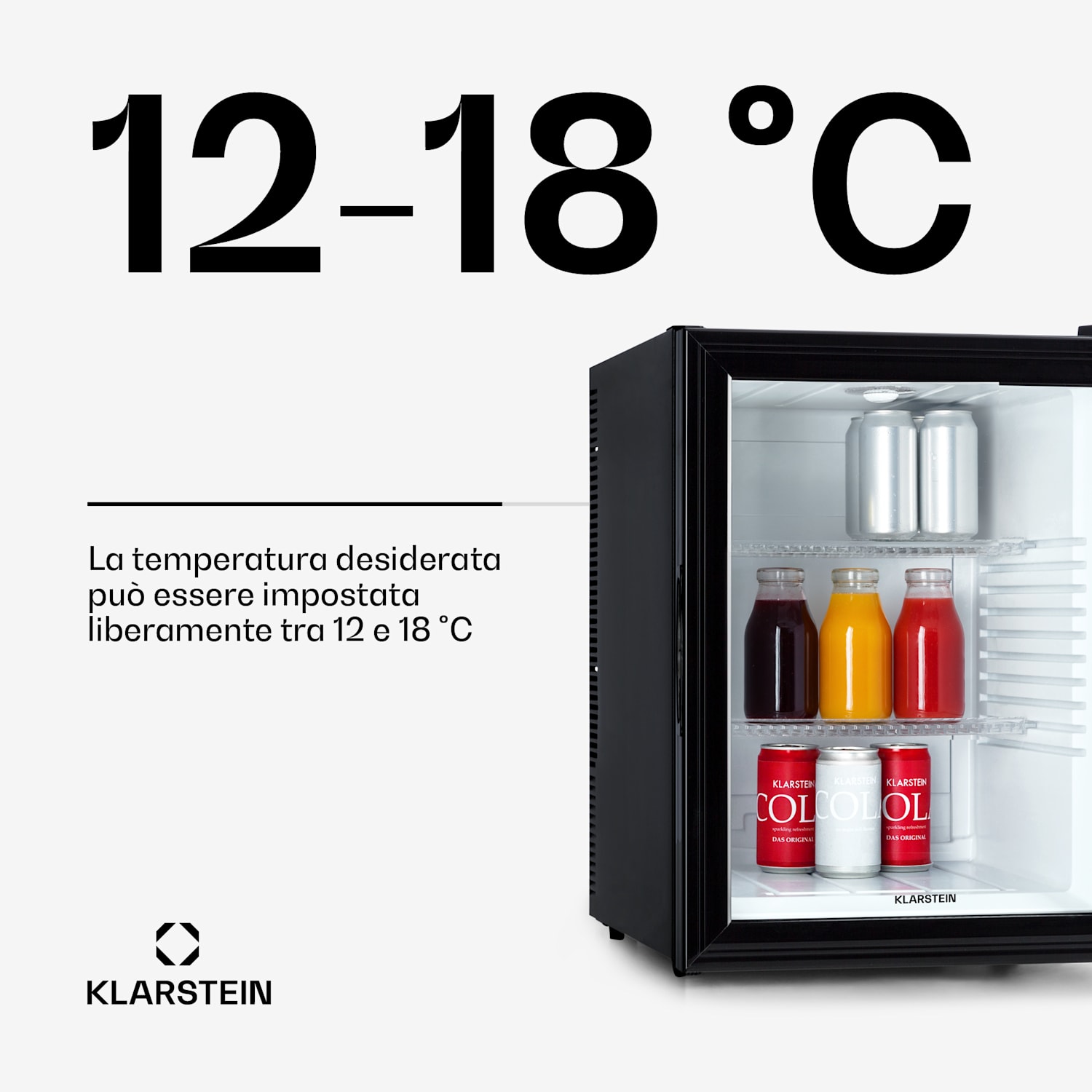 Brooklyn 42 mini frigo, sportello di vetro, LED, ripiano 42 L | Nero | Bianco