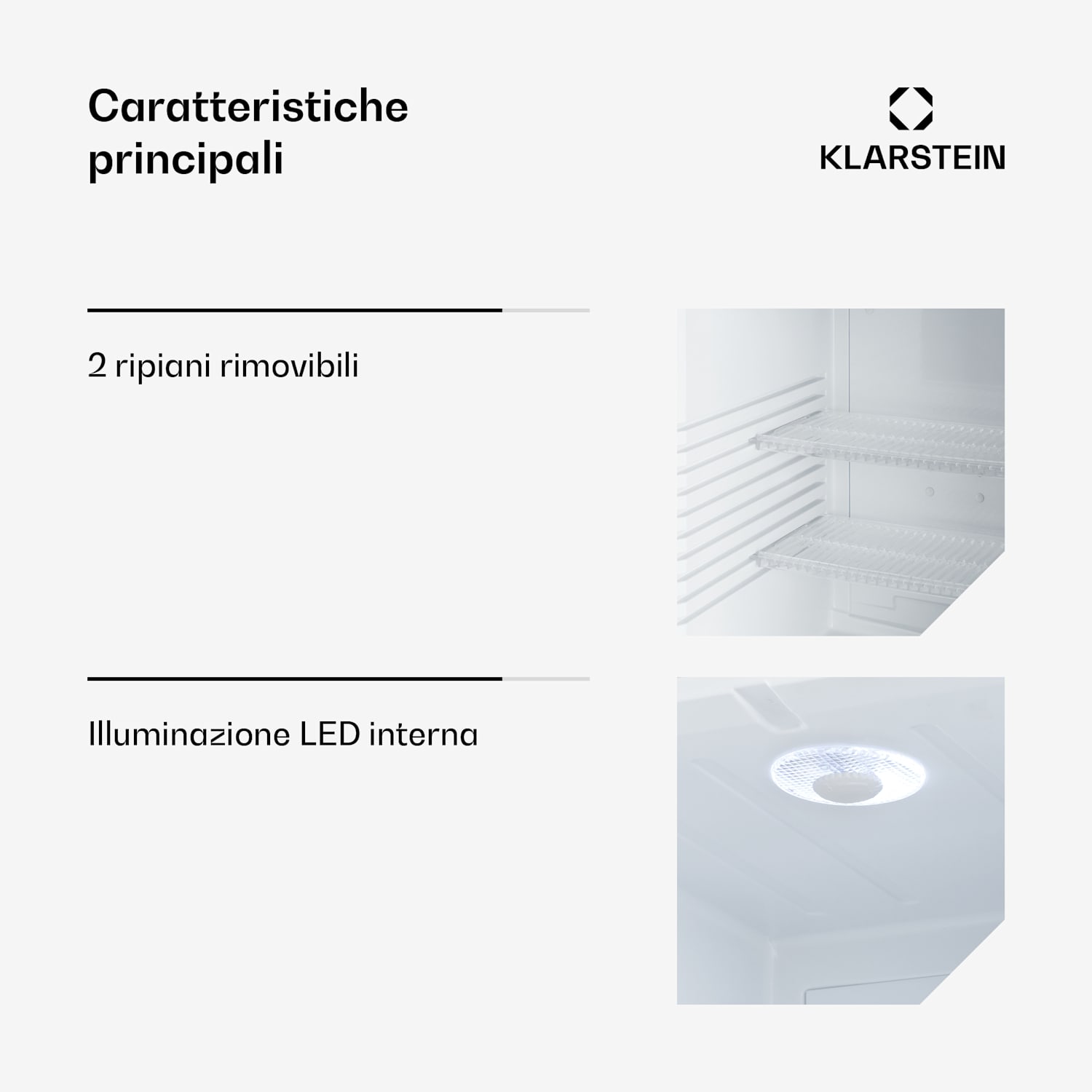 Brooklyn 42 mini frigo, sportello di vetro, LED, ripiano 42 L | Nero | Bianco