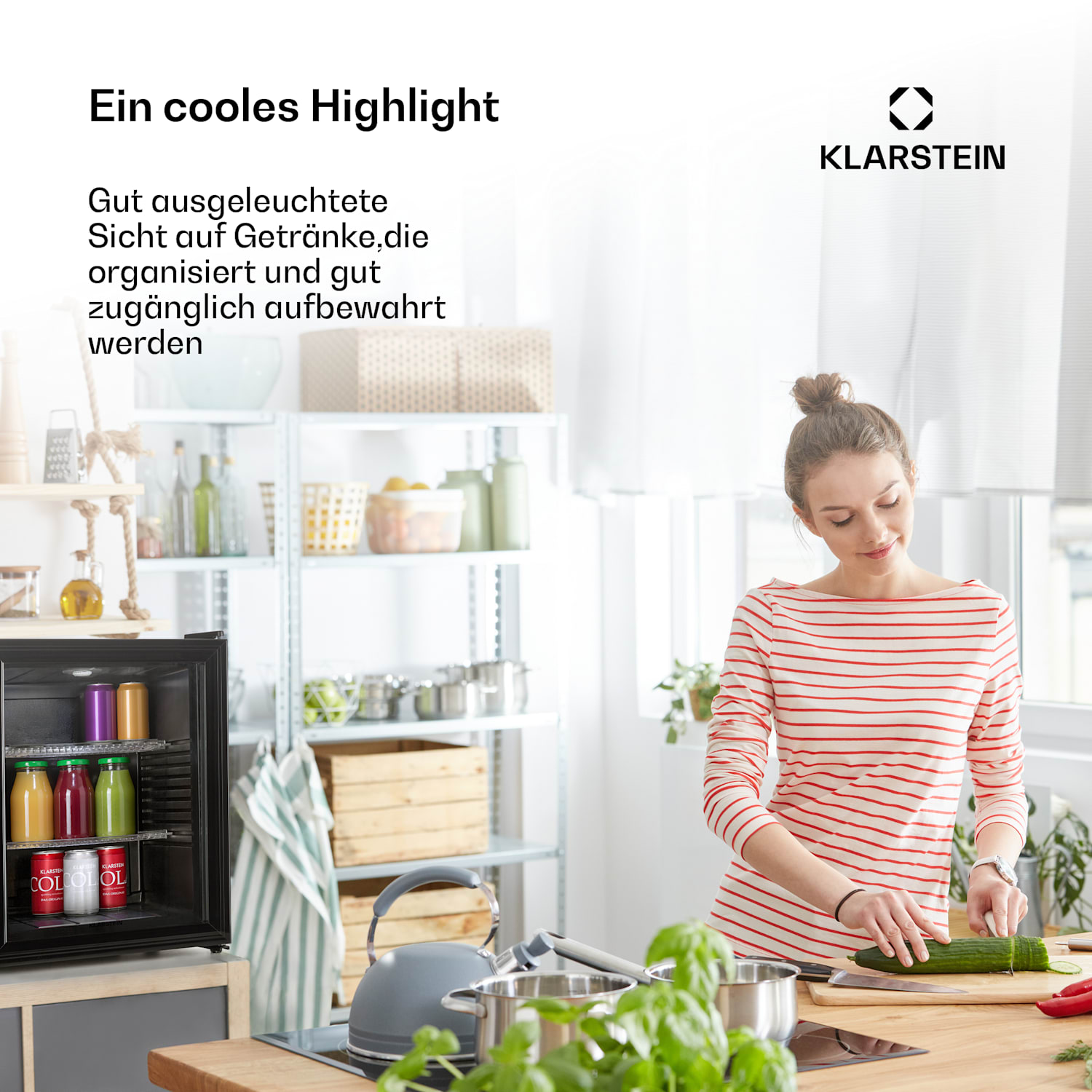 Brooklyn 42 Mini-Kühlschrank Glastür LED Ablage 42 L | Schwarz | Schwarz