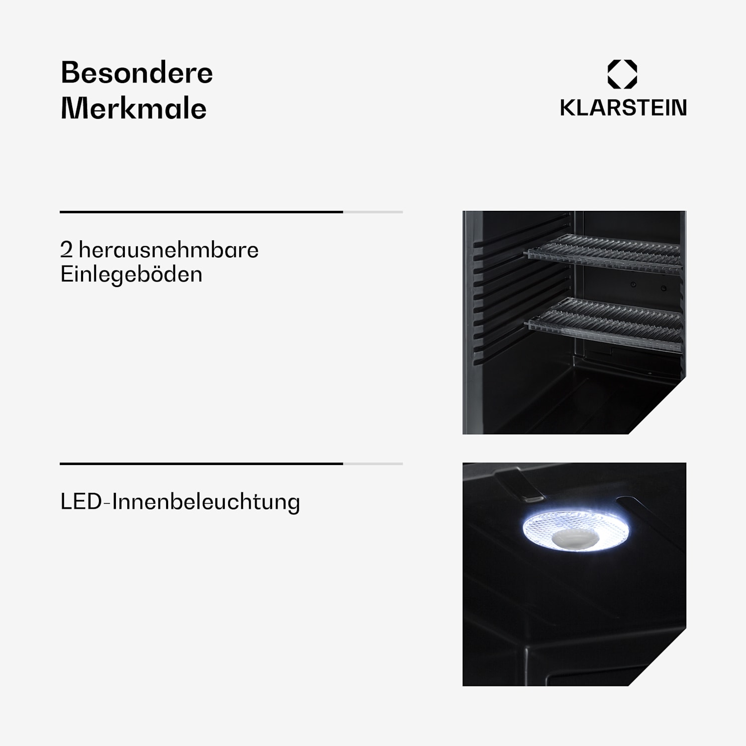 Brooklyn 42 Mini-Kühlschrank Glastür LED Ablage 42 L | Schwarz | Schwarz
