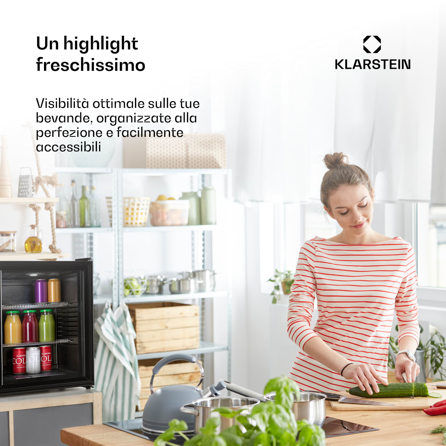Brooklyn 42 mini frigo, sportello di vetro, LED, ripiano 42 L | Nero | Nero