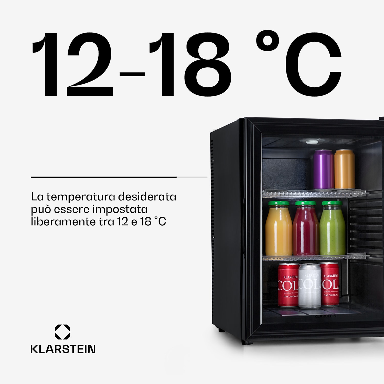 Brooklyn 42 mini frigo, sportello di vetro, LED, ripiano 42 L | Nero | Nero