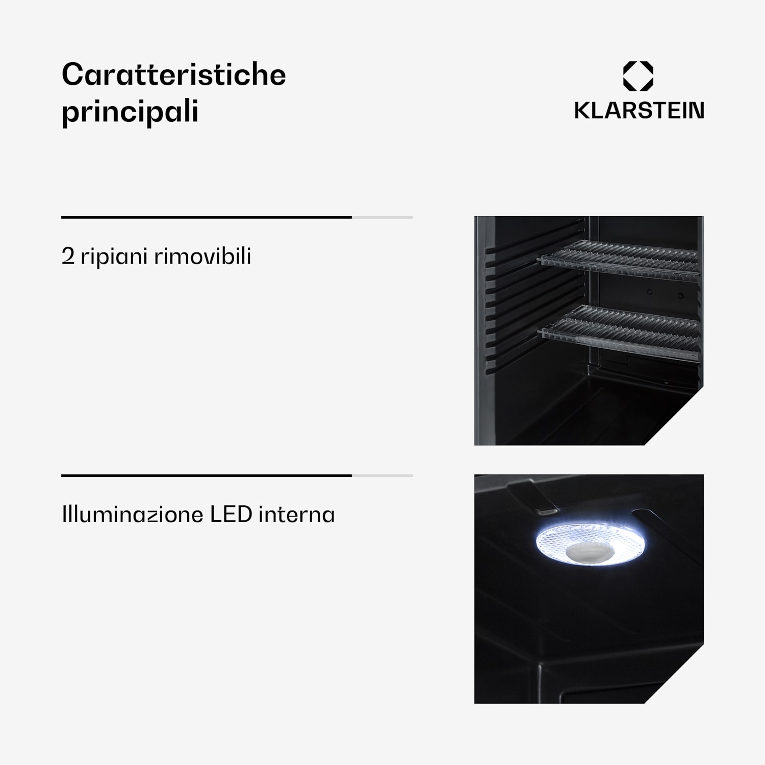 Brooklyn 42 mini frigo, sportello di vetro, LED, ripiano 42 L | Nero | Nero