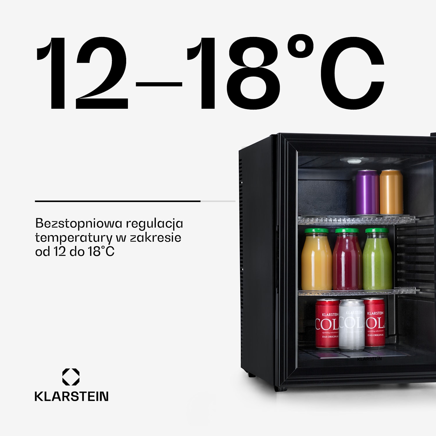 Brooklyn 42, mini lodówka, szklane drzwi, LED, półka 42 L | Czarny | Czarny