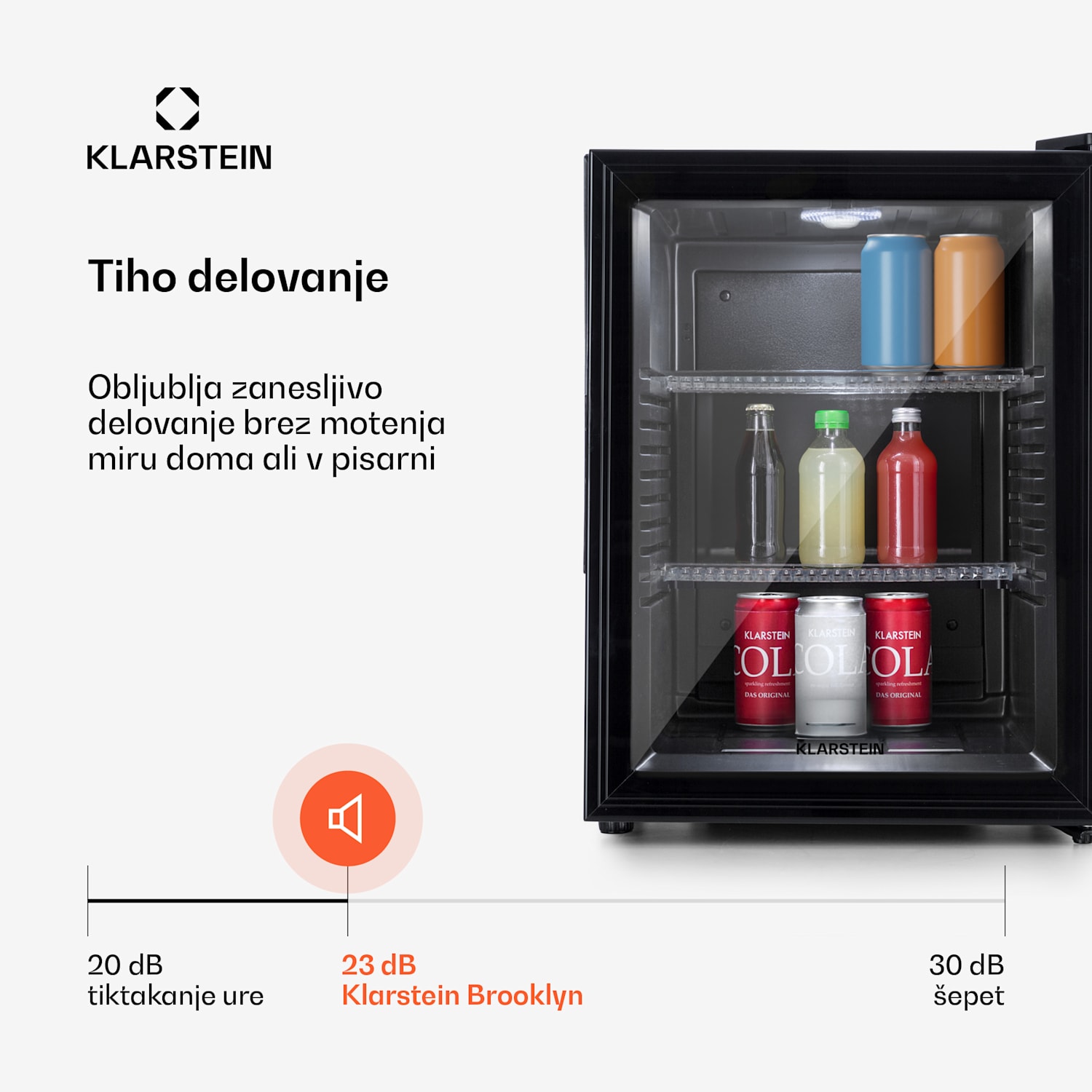 Brooklyn 42, mini hladilnik, s steklenimi vrati, LED osvetlitvijo, policami 42 L | Črna | Črna