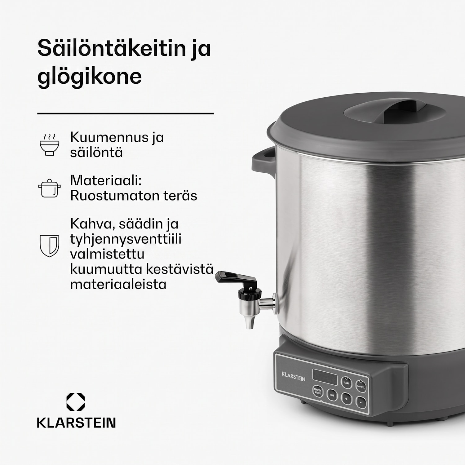 Lady Marmalade -säilöntäautomaatti juoma-annostelija 27 l 100 °C  ruostumaton teräs 