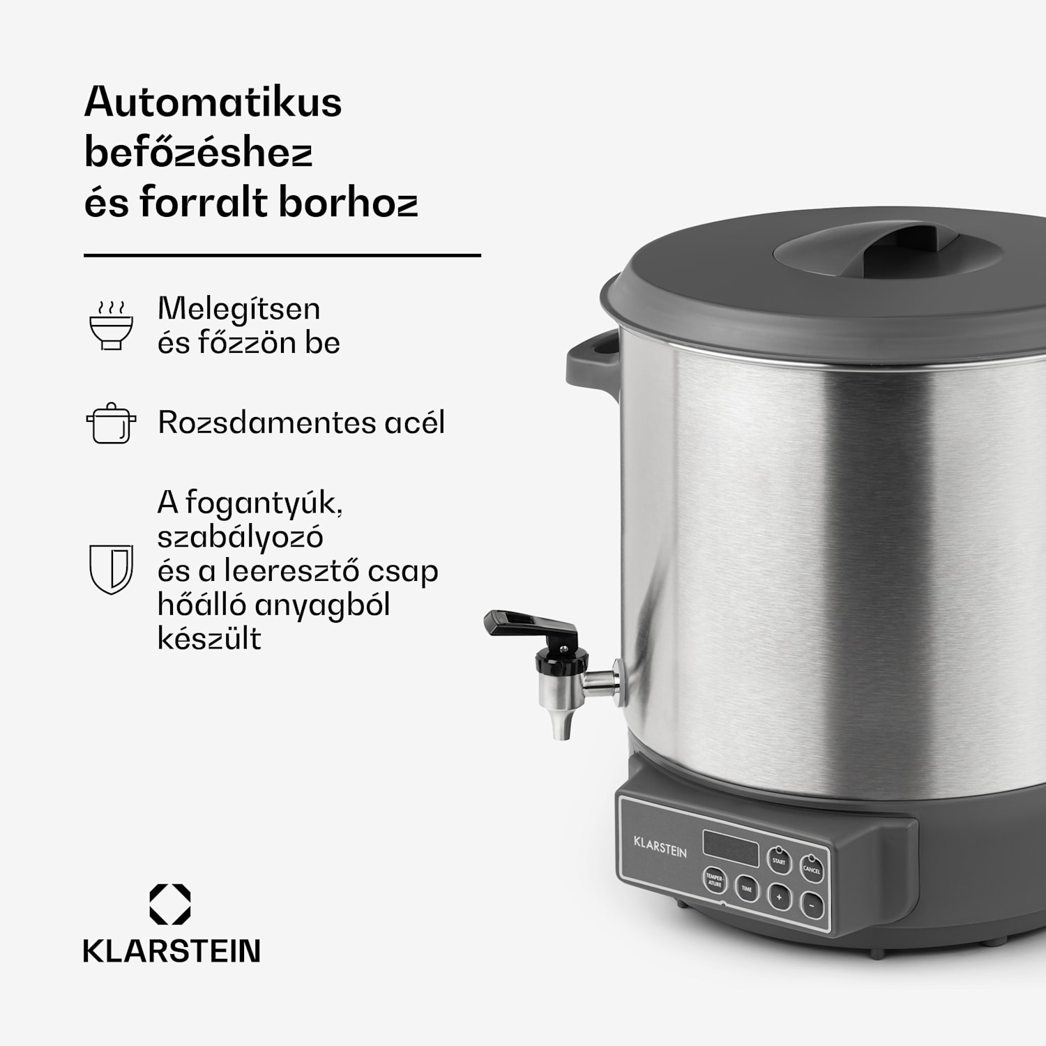 Lady Marmalade, befőzőautomata, italtároló, 27l, 100 °C, 12 h, rozsdamentes acél 