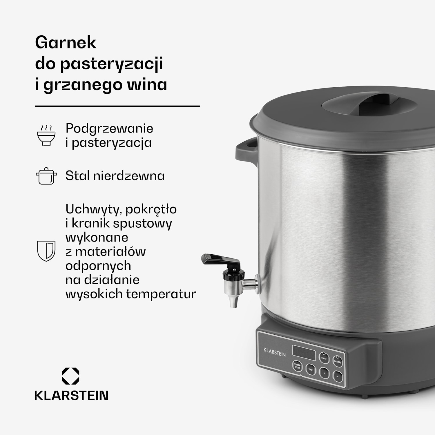 Lady Marmalade, garnek do pasteryzacji, dozownik napojów, 27 l, 100°C, 12 h, stal szlachetna 