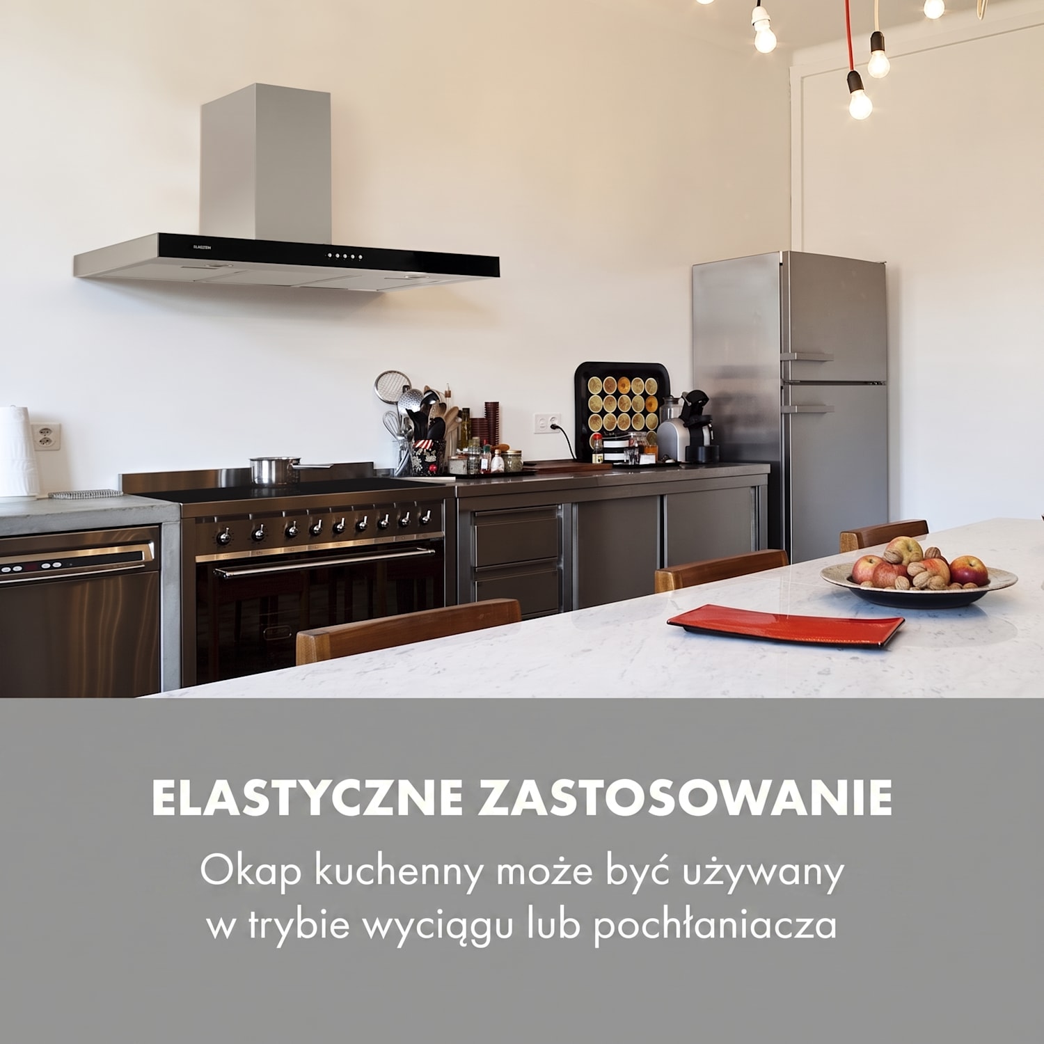 Darya 90, okap kuchenny przyścienny, 90 cm, 310 m³/h, stal nierdzewna, kolor srebrny 90 cm