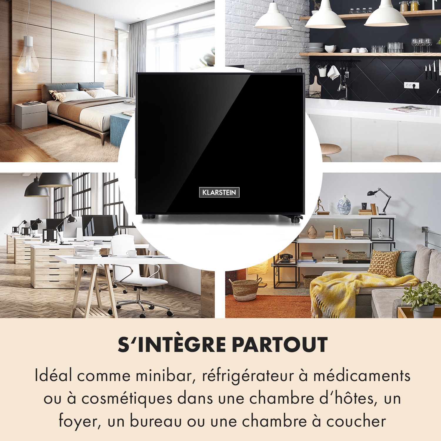 Frosty mini-koelkast EEC A spiegelglasdeur 10 liter zwart 