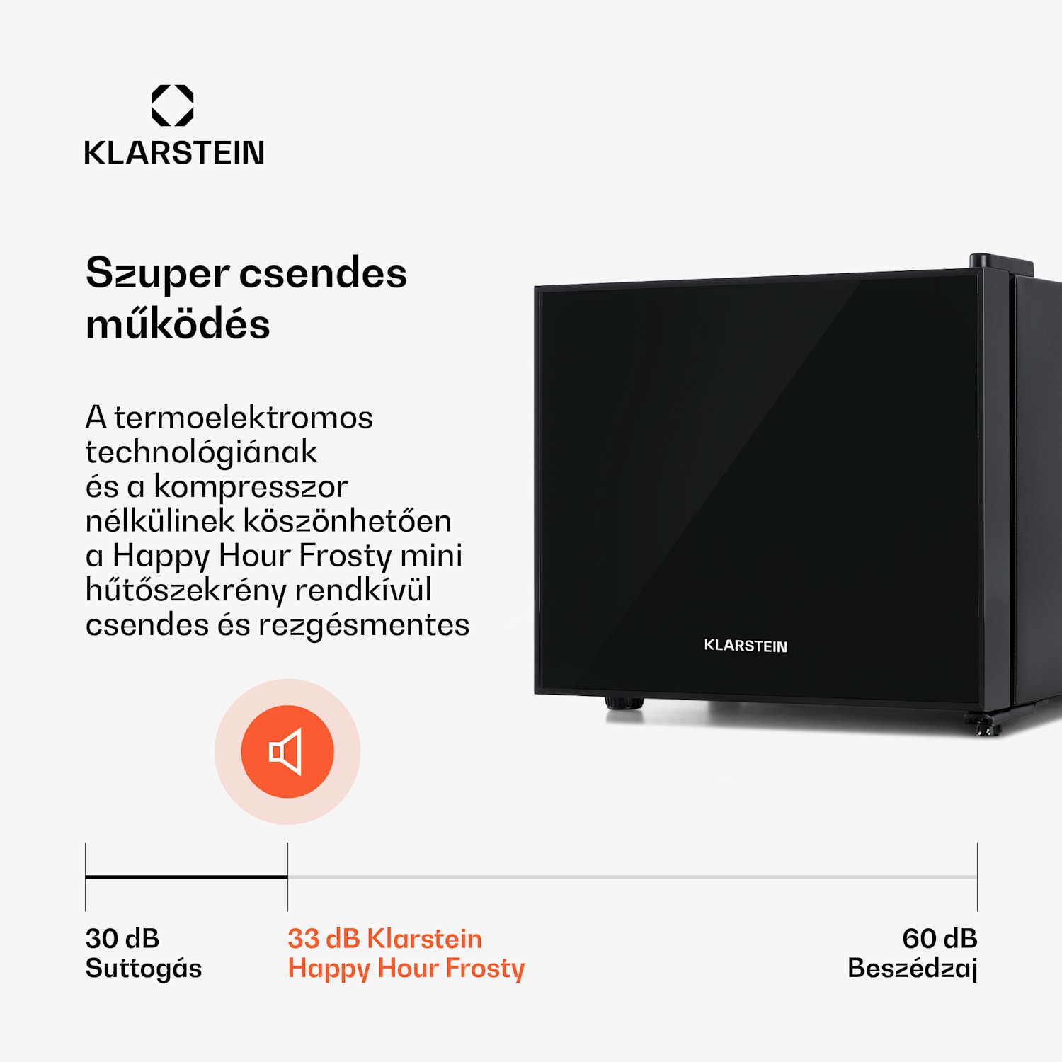 Frosty, mini hűtőszekrény, 10 liter, A energiahatékonysági osztály, tükörüveg ajtó, fekete 