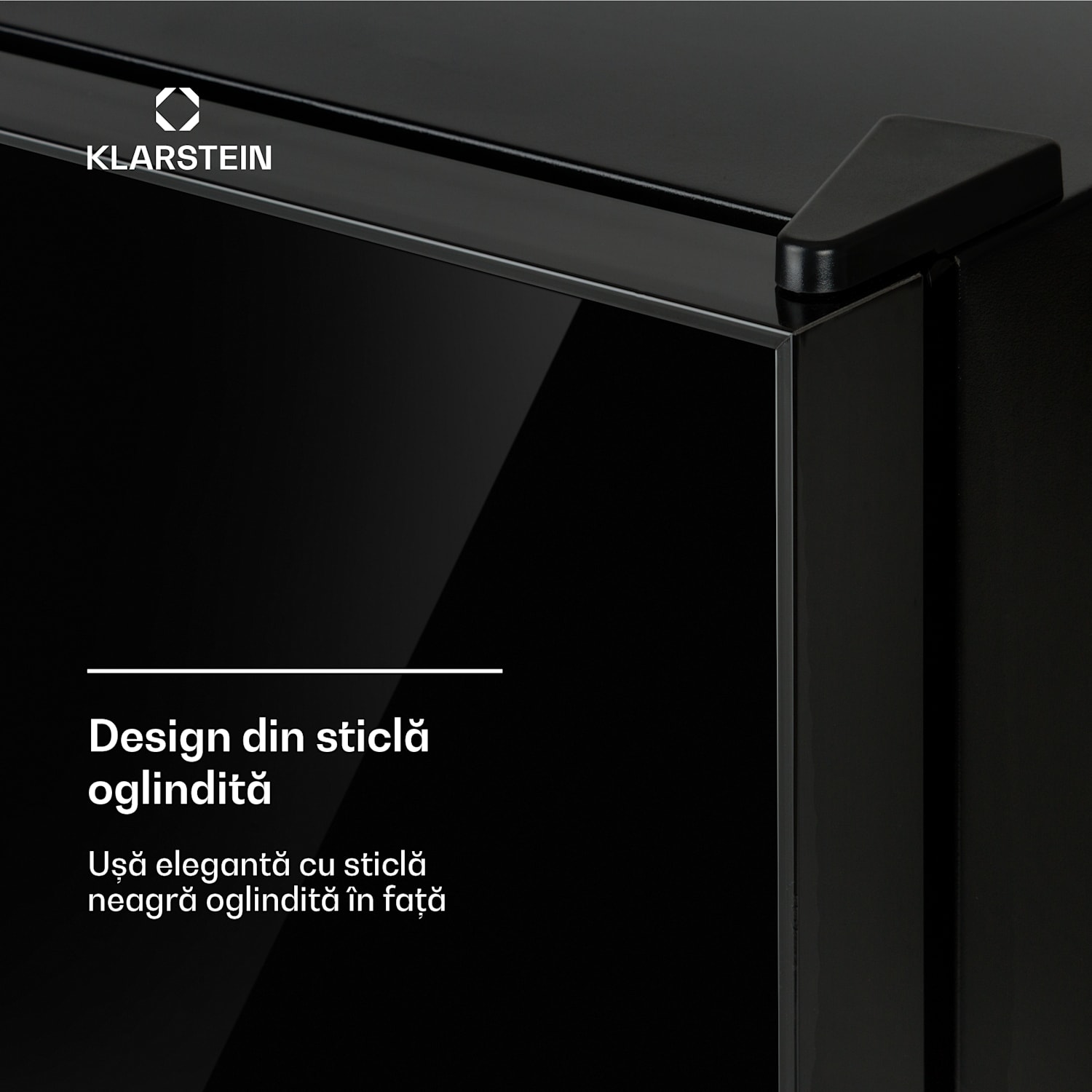 Frosty, mini frigider, clasa energetică A, ușă din sticlă oglindă, 10 litri, negru 