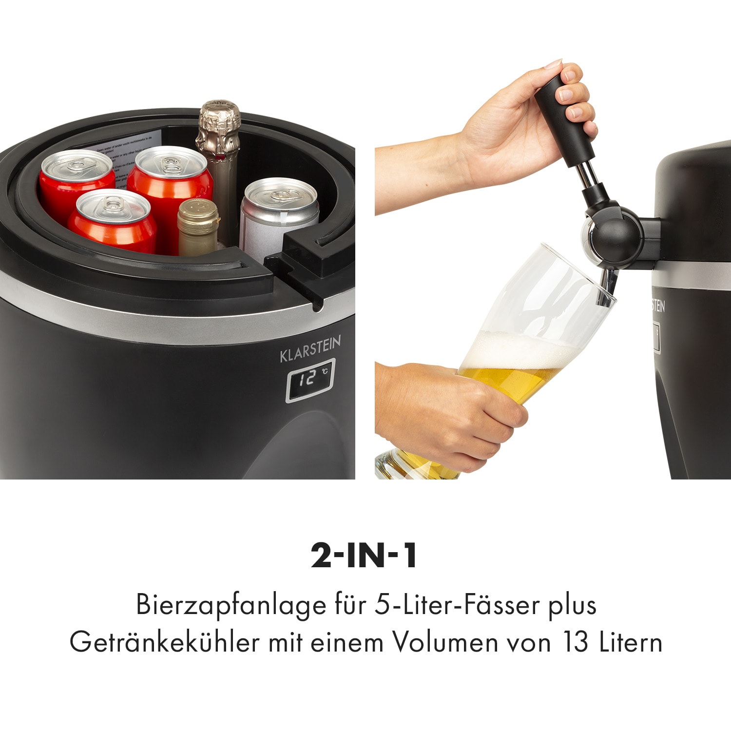 Tap2Go mobile 2-in1 Bierzapfanlage mit Getränkekühler 5l/13l schwarz 