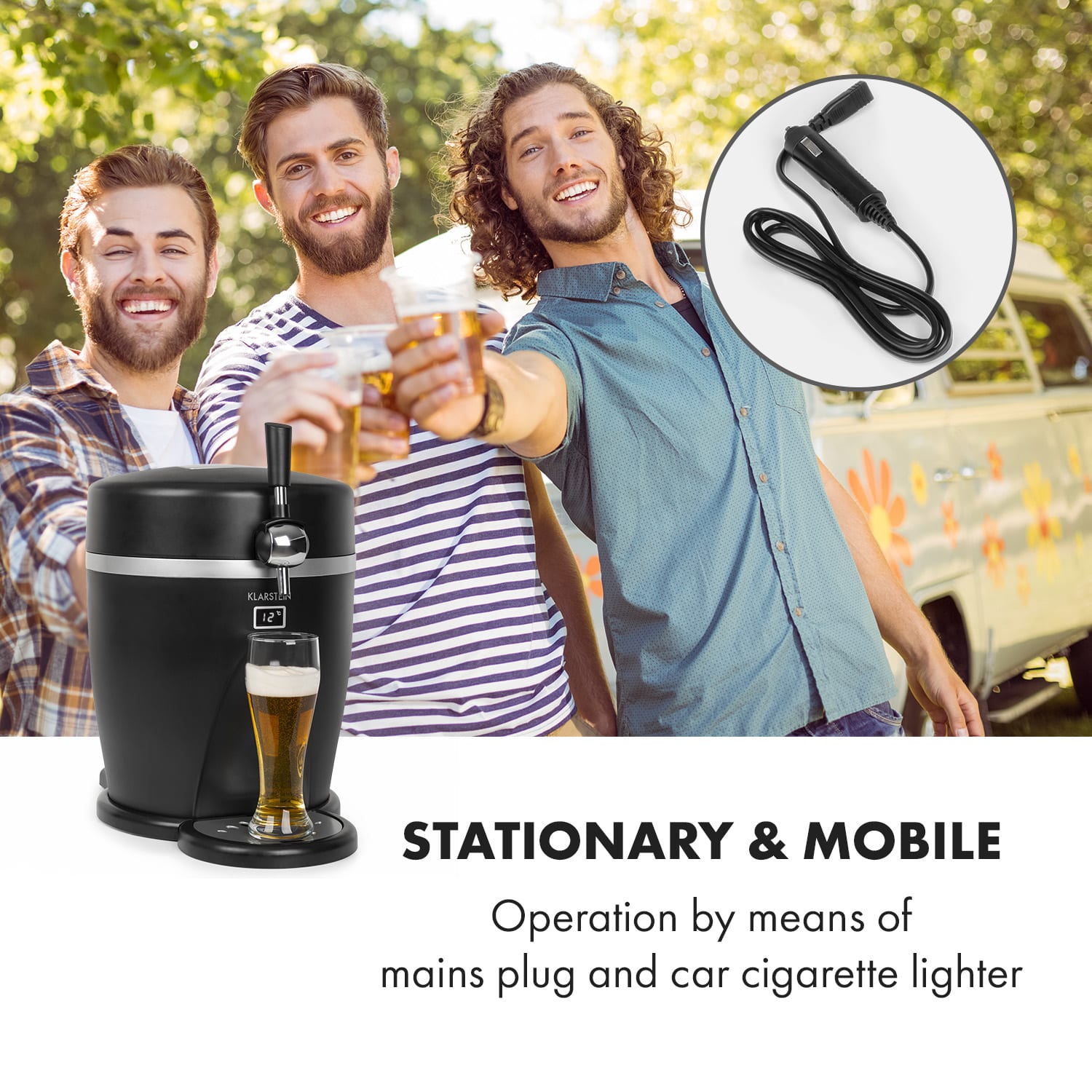 Tap2Go, dispozitiv mobil de distribuire 2 în 1 cu frigider pentru băuturi, 5 l / 13 l, negru 