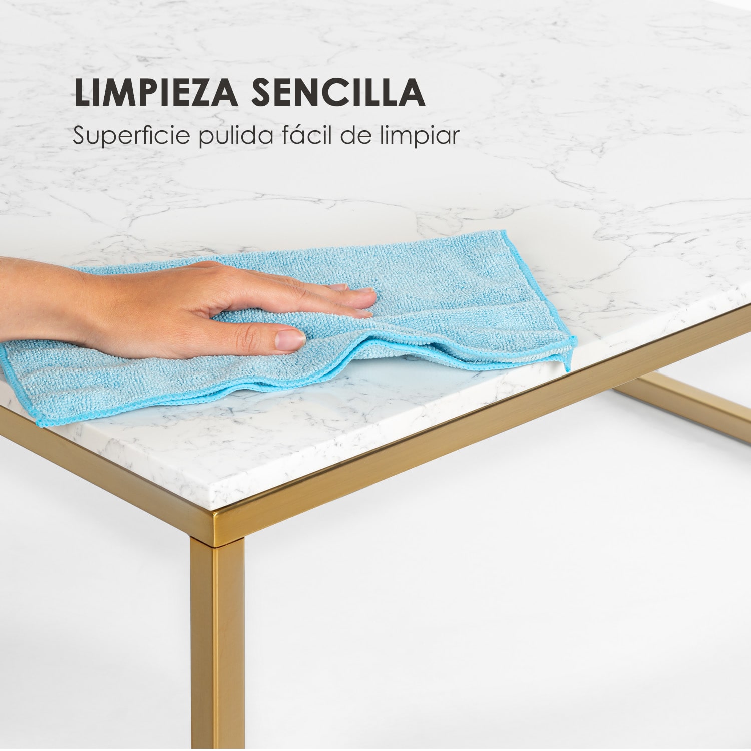 White Pearl II Mesa de centro de 81,5x35x81,5cm (AnchoxAltoxLargo) Mármol Dorada/Blanca