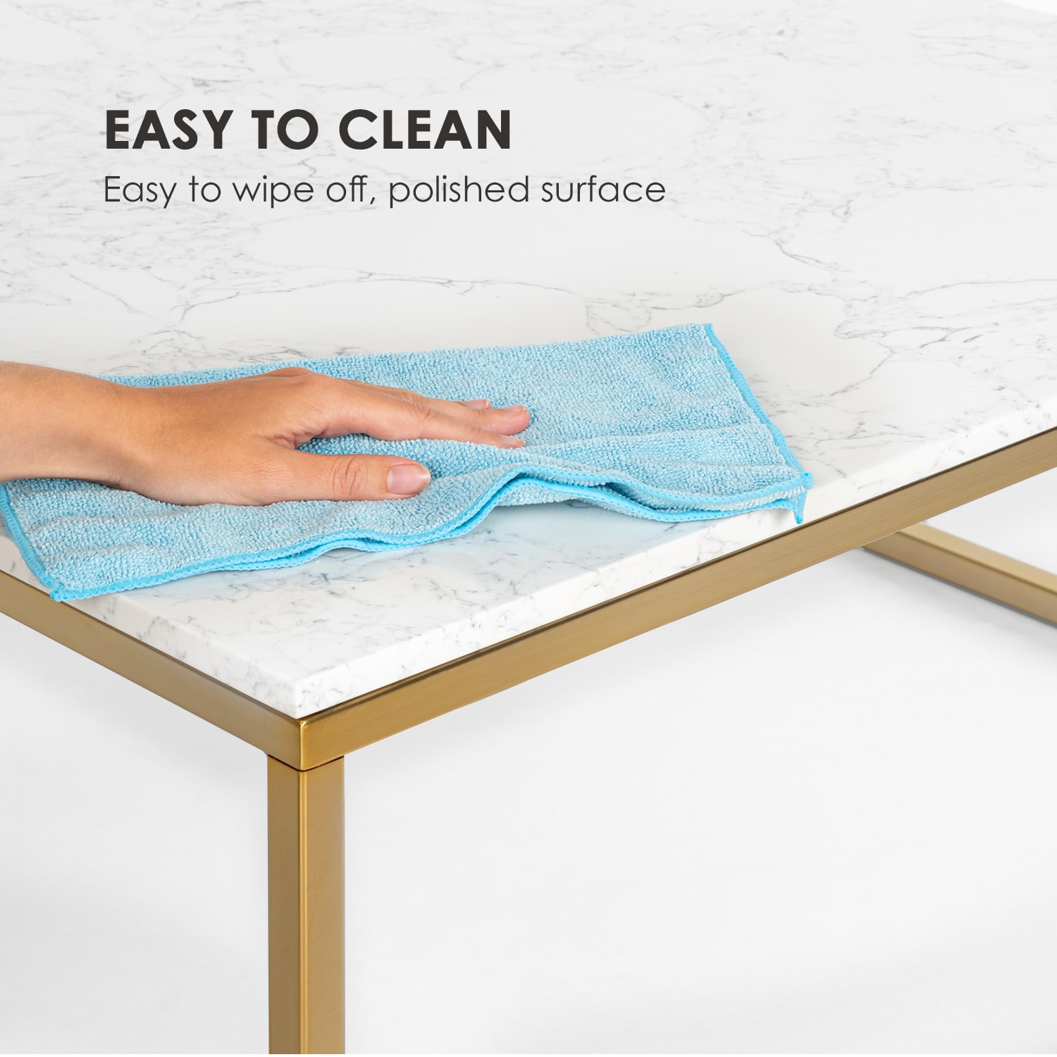 White Pearl II, dohányzóasztal, 81,5 x 35 x 81,5 cm (SZ x M x M), márvány, arany/fehér 