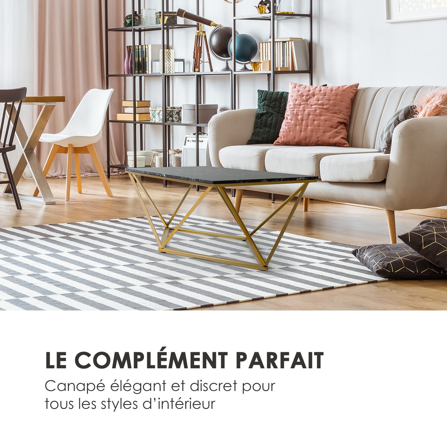 Black Onyx I Table basse 110 x 42,5 x 55 cm (LxHxP) marbre or / noir 110 x 42,5 x 55 cm