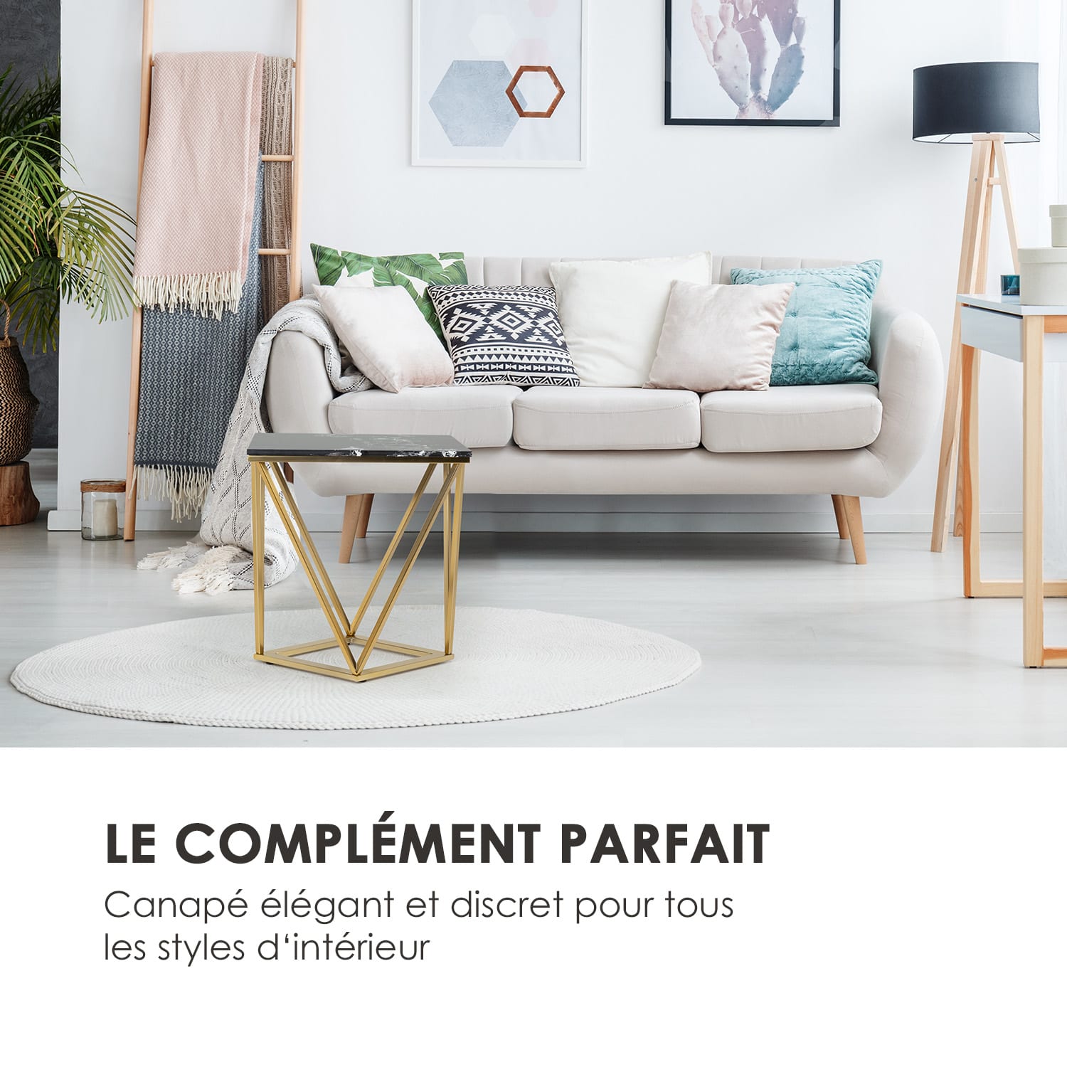 Black Onyx II salontafel 50x55x35cm (BxHxD) marmer goud / zwart