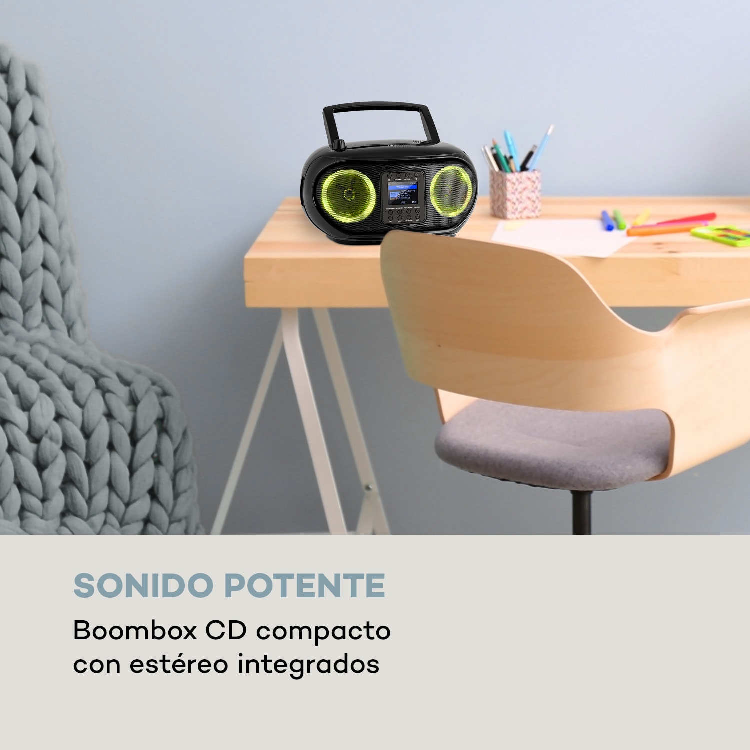 Roadie Smart Boombox radio por internet DAB/DAB+ UKW reproductor de CD LED Wifi Bluetooth Negro