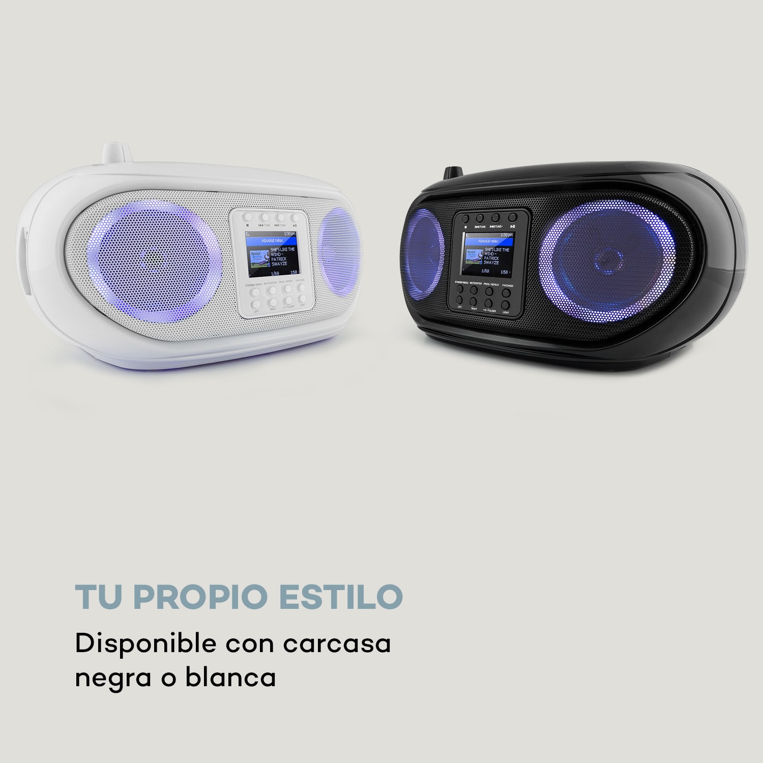 Roadie Smart Boombox radio por internet DAB/DAB+ UKW reproductor de CD LED Wifi Bluetooth Negro