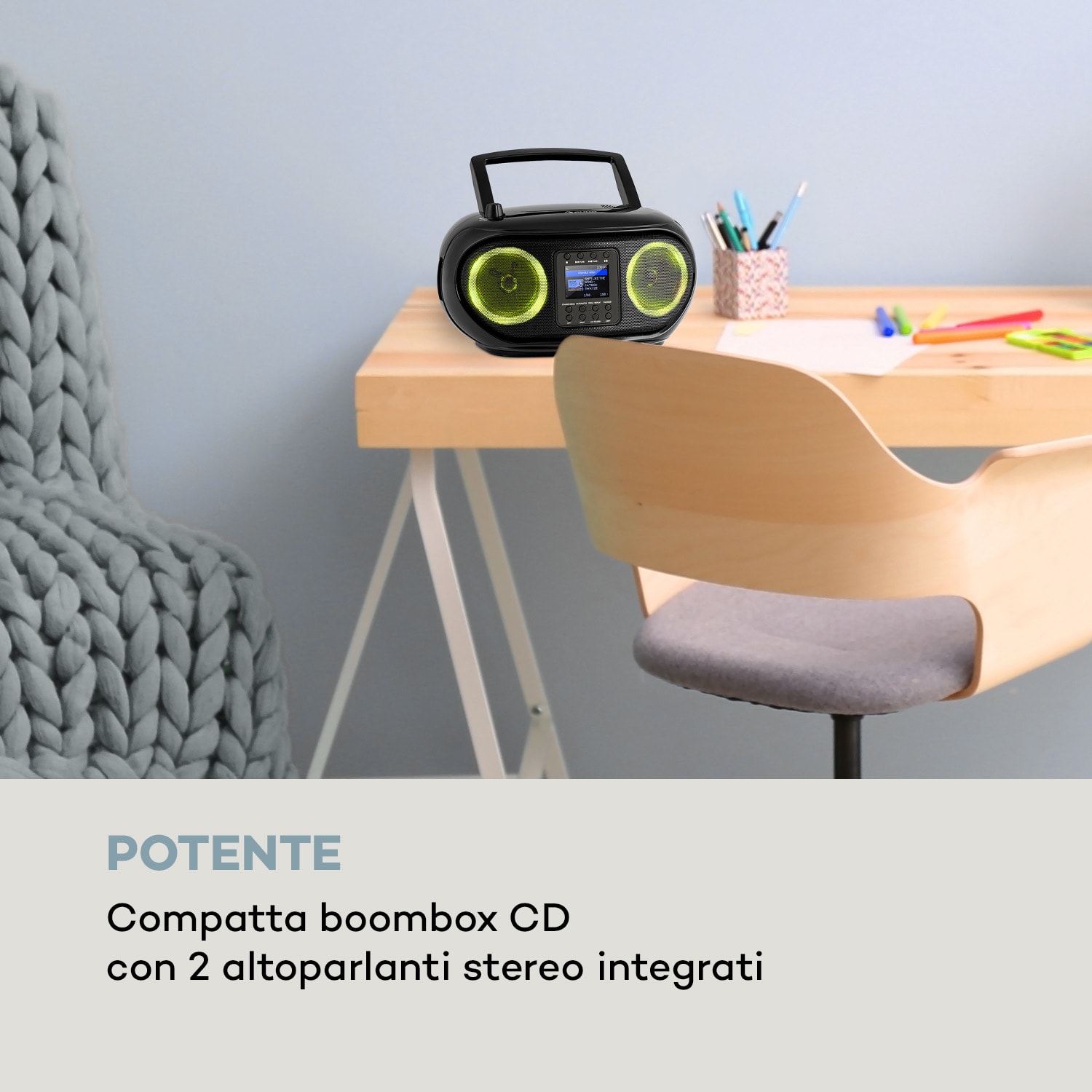 Roadie Smart boombox radio internet DAB/DAB+ FM lettore CD WiFi bluetooth Nero