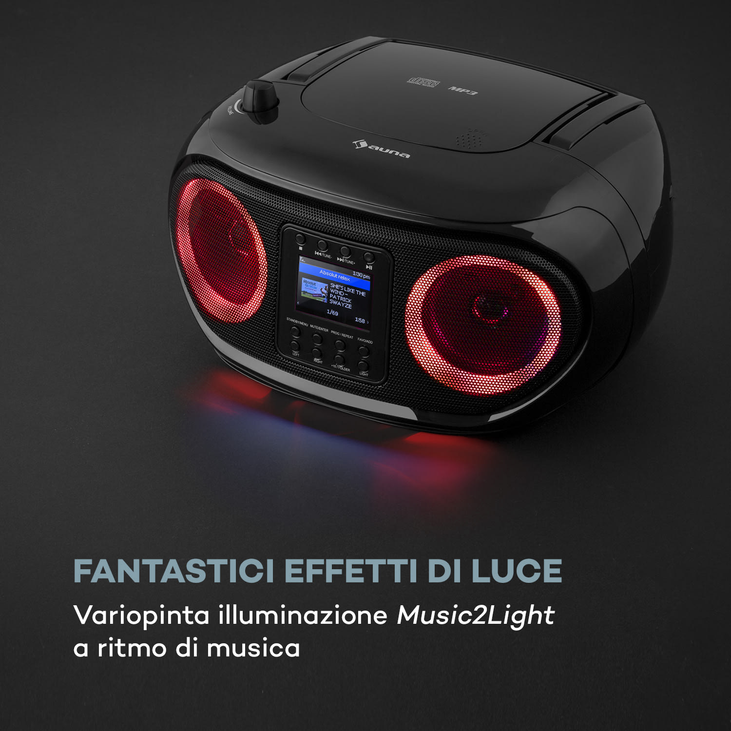 Roadie Smart boombox radio internet DAB/DAB+ FM lettore CD WiFi bluetooth Nero