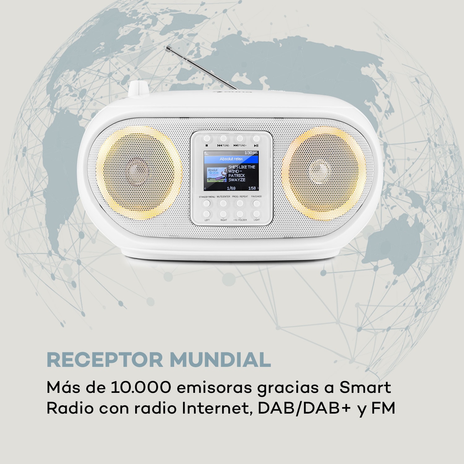 Roadie Smart Boombox radio por internet DAB/DAB+ UKW reproductor de CD LED Wifi Bluetooth 