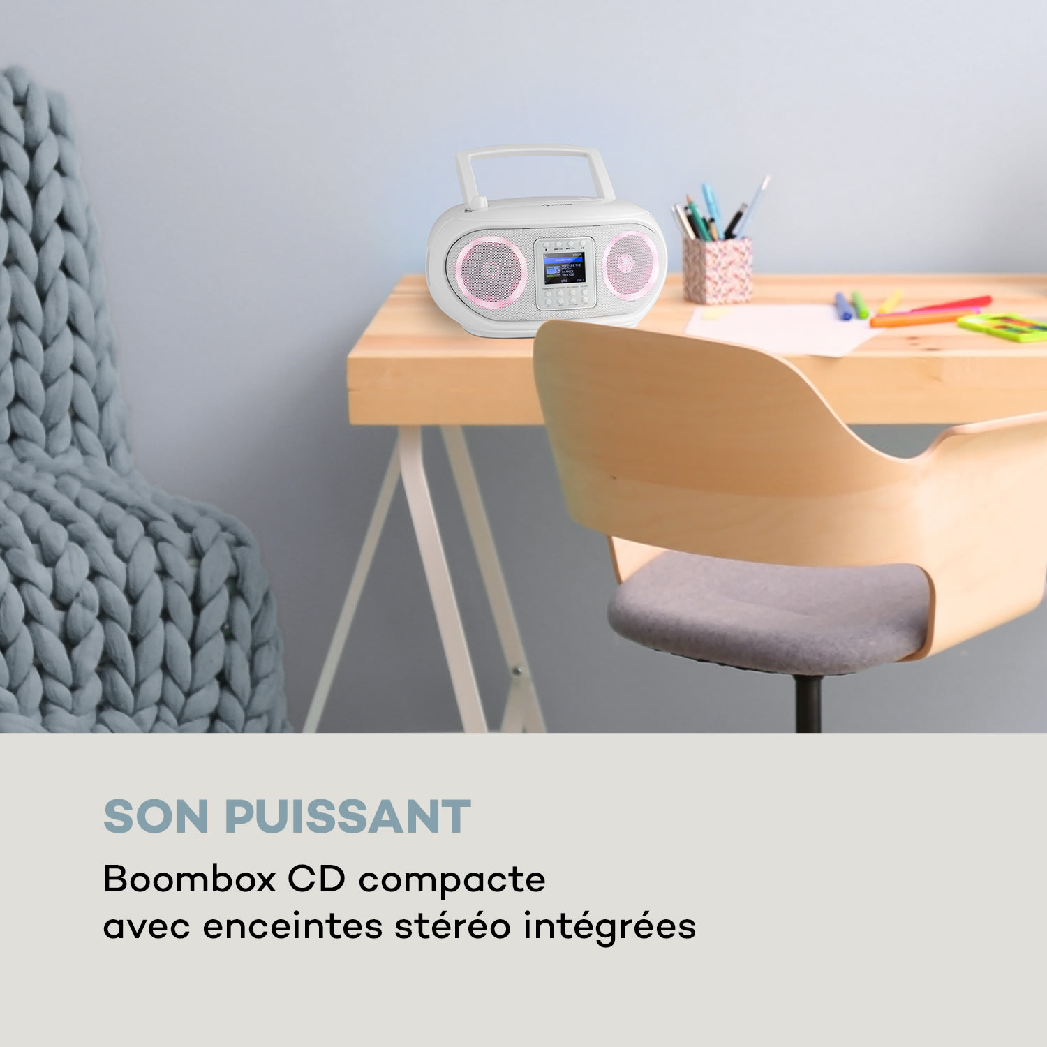 Roadie Boombox radio internet, DAB/DAB+ bande FM lecteur CD LED Wifi Bluetooth 