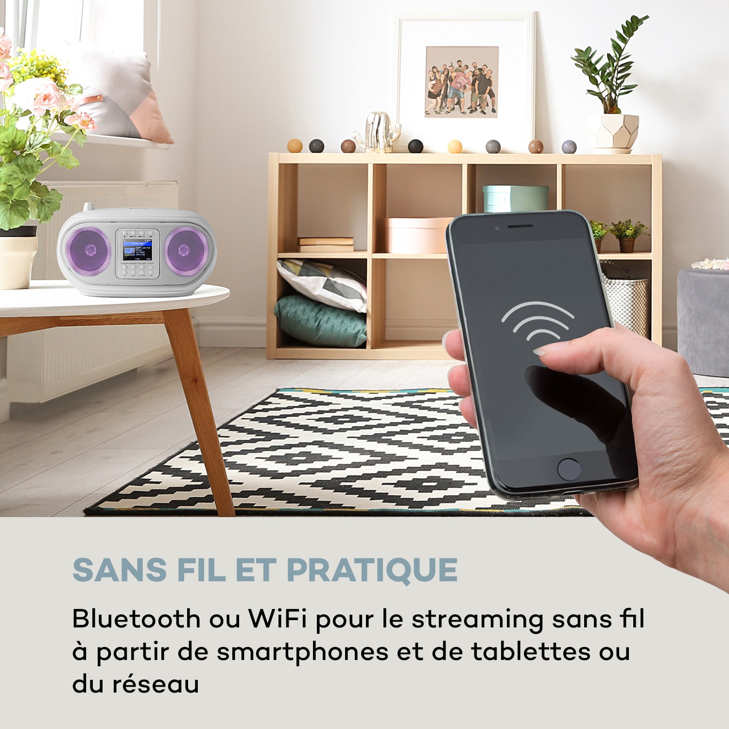 Roadie Boombox radio internet, DAB/DAB+ bande FM lecteur CD LED Wifi Bluetooth 