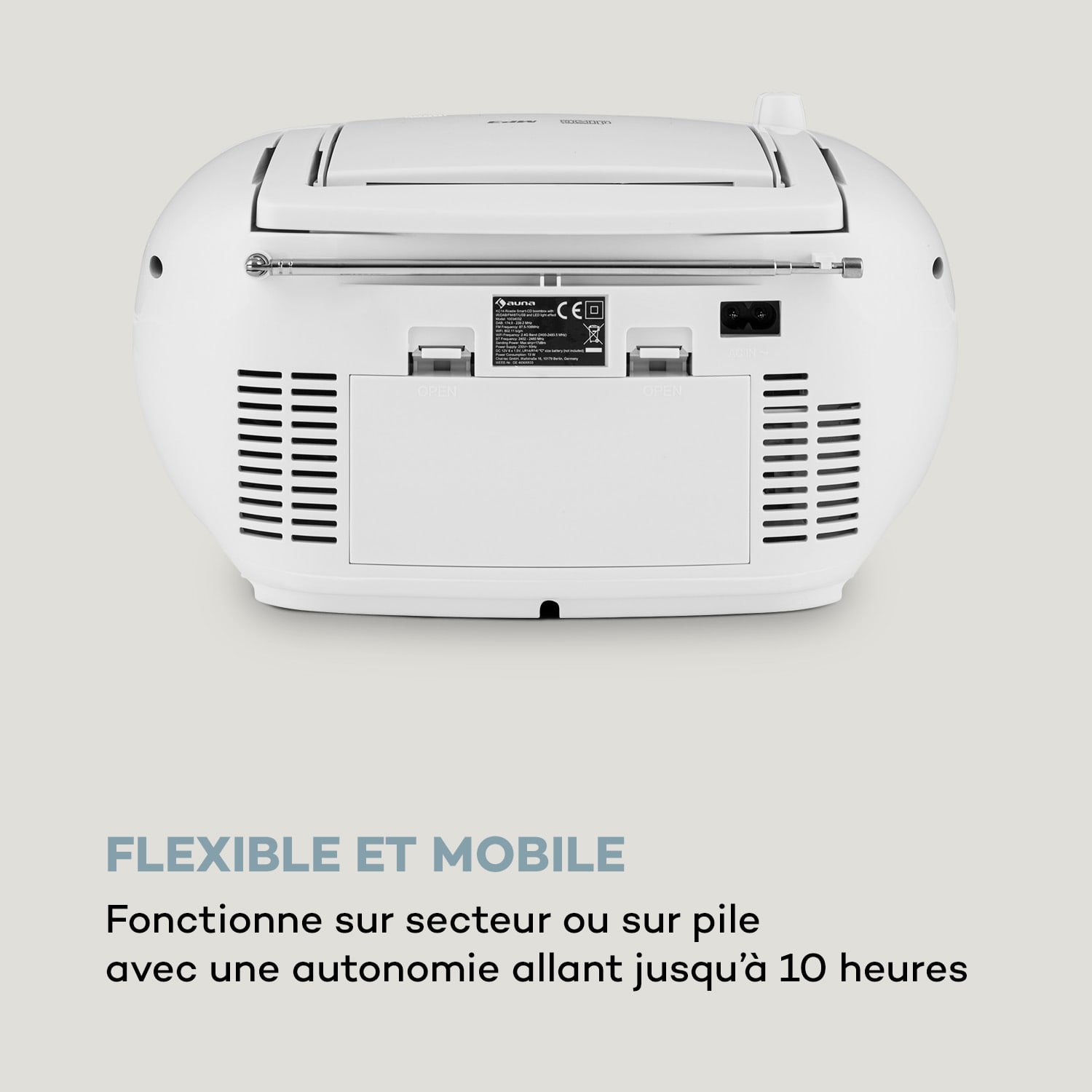 Roadie Boombox radio internet, DAB/DAB+ bande FM lecteur CD LED Wifi Bluetooth 