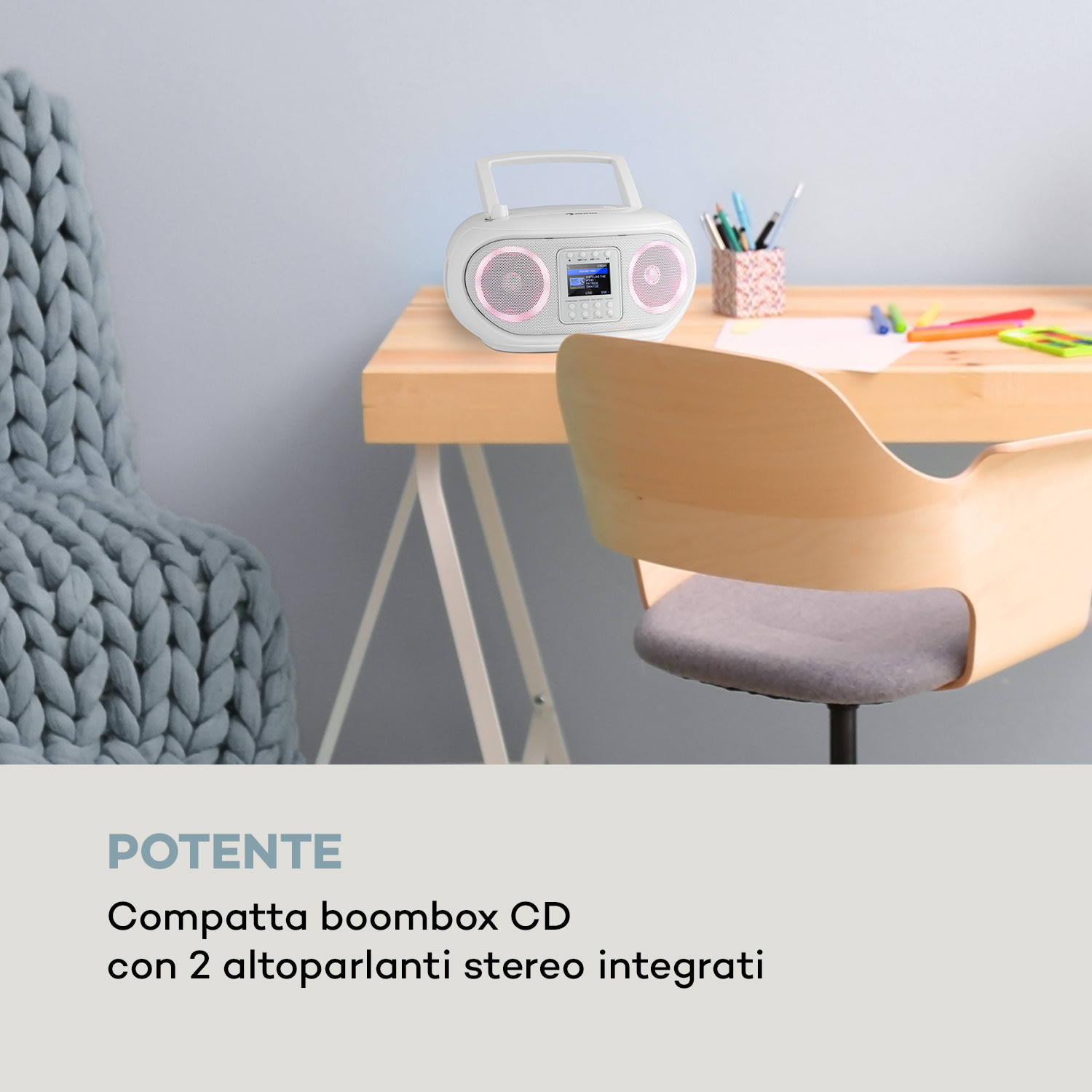 Roadie Smart boombox radio internet DAB/DAB+ FM lettore CD LED WiFi bluetooth 