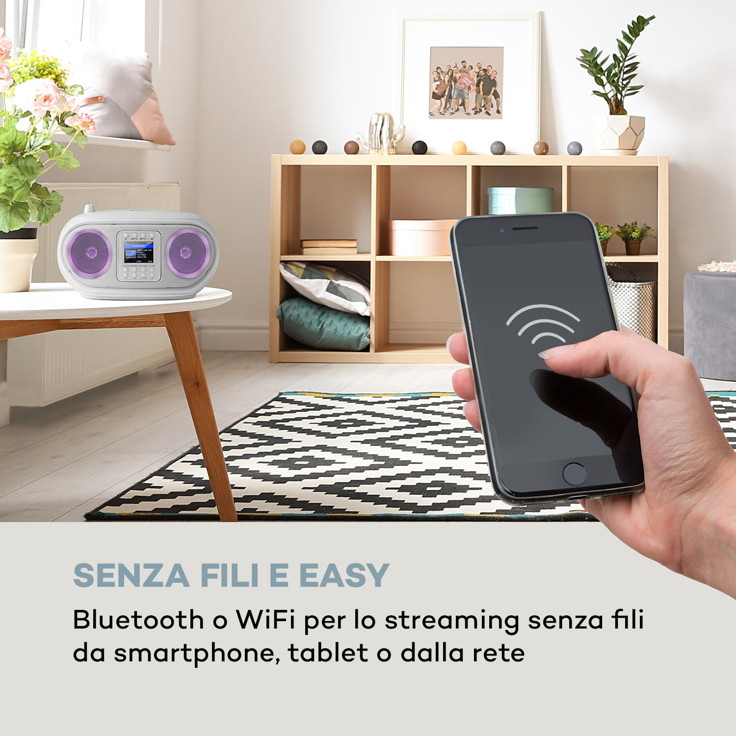 Roadie Smart boombox radio internet DAB/DAB+ FM lettore CD LED WiFi bluetooth 