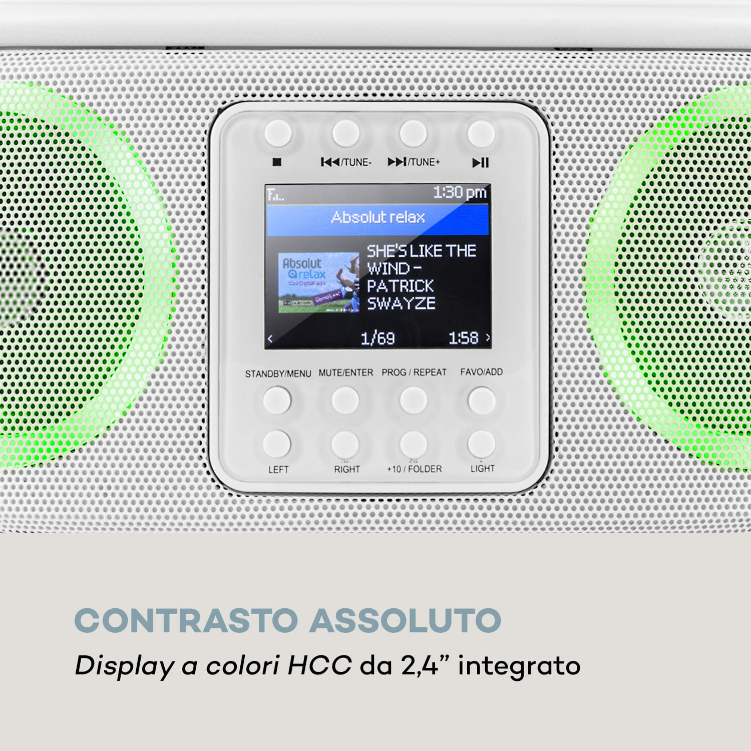 Roadie Smart boombox radio internet DAB/DAB+ FM lettore CD LED WiFi bluetooth 