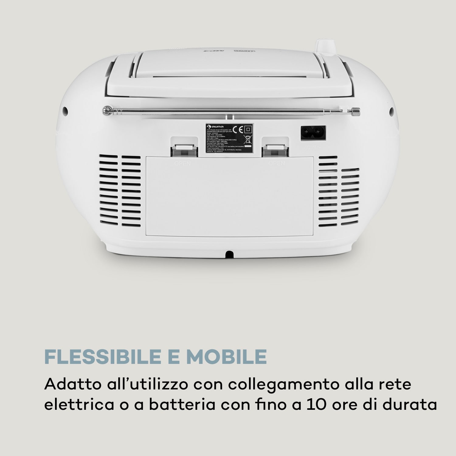 Roadie Smart boombox radio internet DAB/DAB+ FM lettore CD LED WiFi bluetooth 