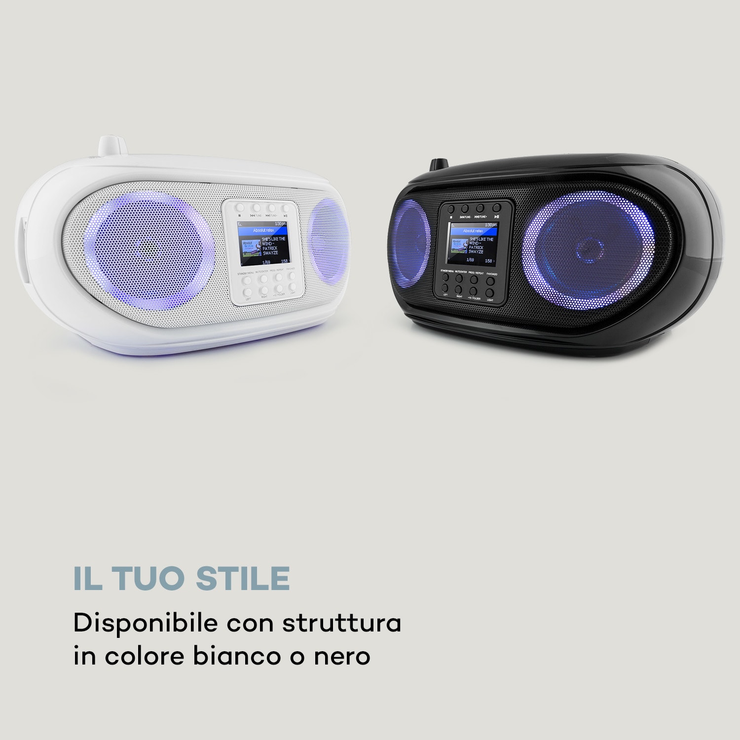 Roadie Smart boombox radio internet DAB/DAB+ FM lettore CD LED WiFi bluetooth 