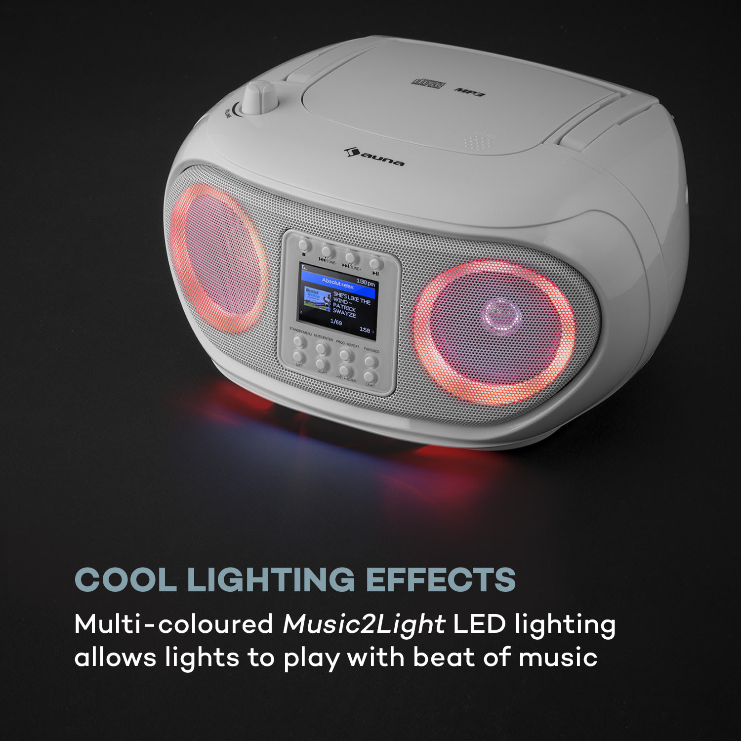 Roadie Smart, boombox, internet rádió, DAB/DAB+, FM, CD lejátszó, LED, WiFi, bluetooth 